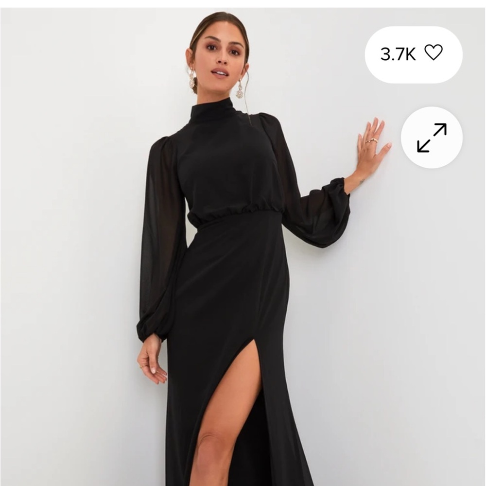 Lulu's Black Sheer Sleeve Maxi Dress